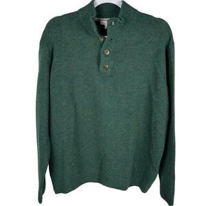 Enzo Mantovani Green 100% Wool Long Sleeve Knit Henley Sweater Men’s Size Large